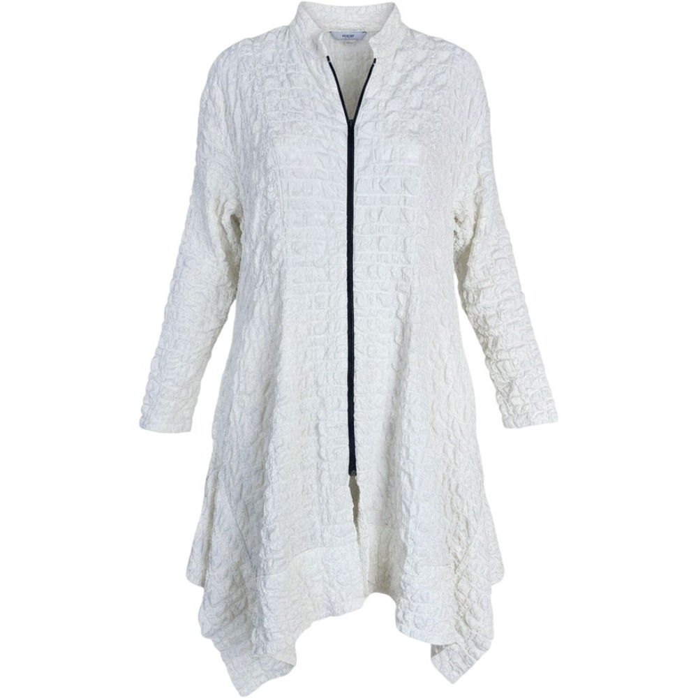 MSquare Crinkle‎ Texture White Zip Up Jacket One Size Womens Travel Blazer Coat